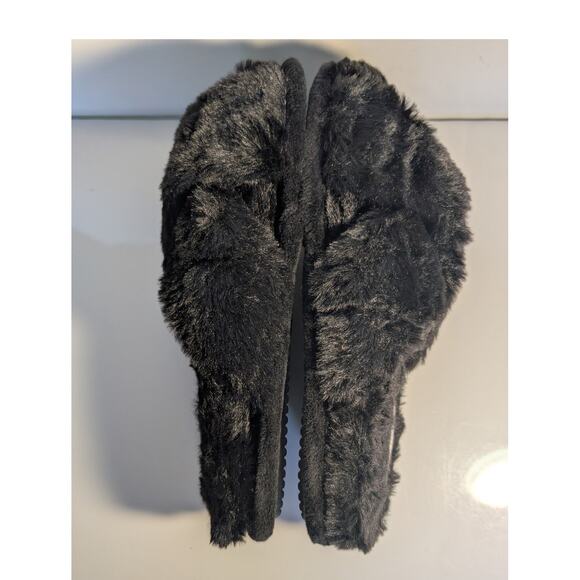 NORDSTROM BP Plush Faux Fur Open Toe Slippers Women's Large (9-10) - Picture 7 of 12